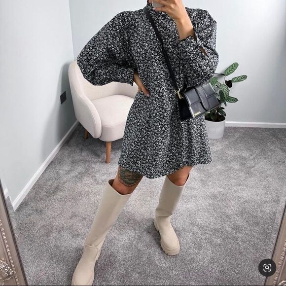 ZARA Printed Poplin Short Flower Dress - Picture 2 of 7